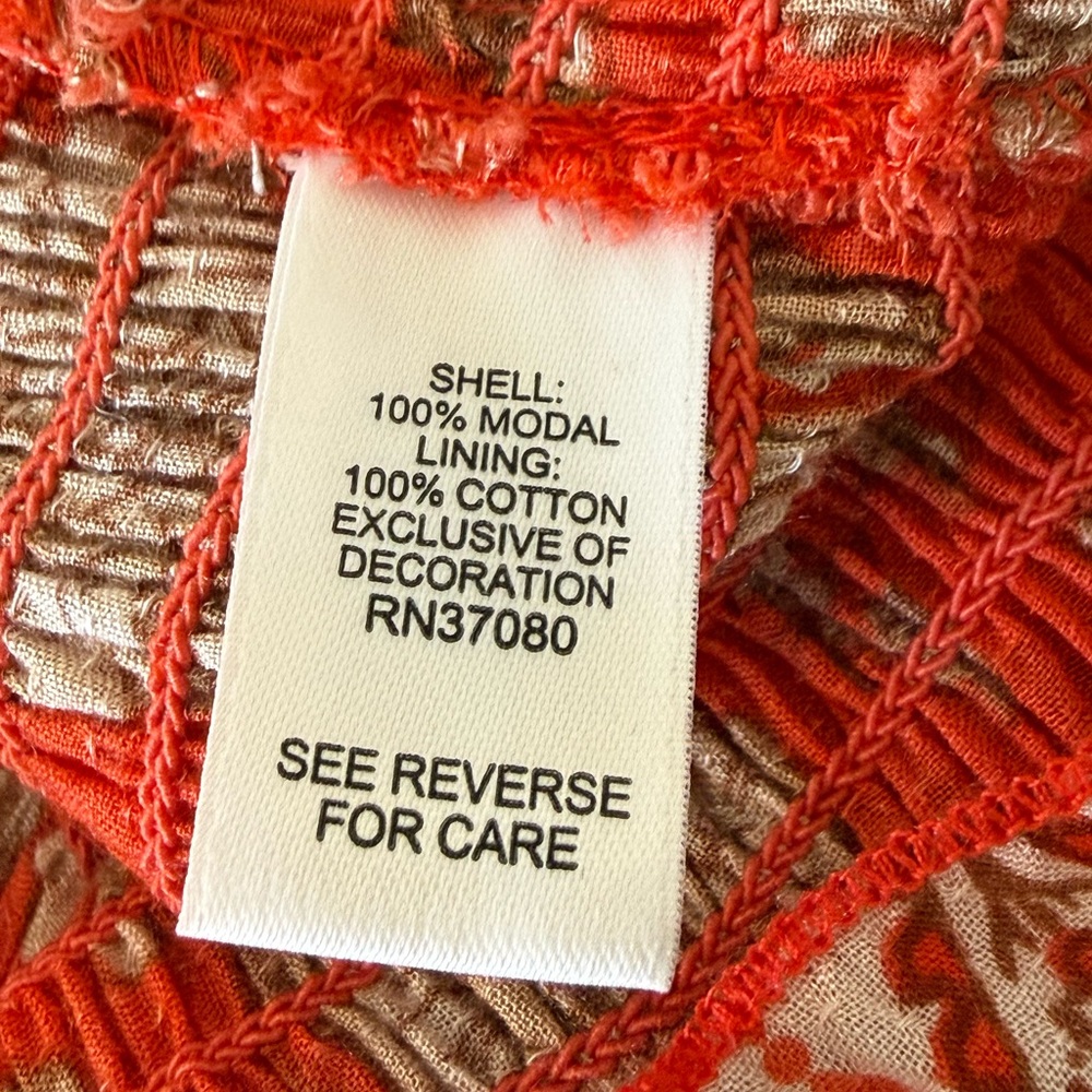 Versona Smocked Modal Floral Full Length Tiered Maxi Dress Orange Women’s Small - Picture 8 of 9
